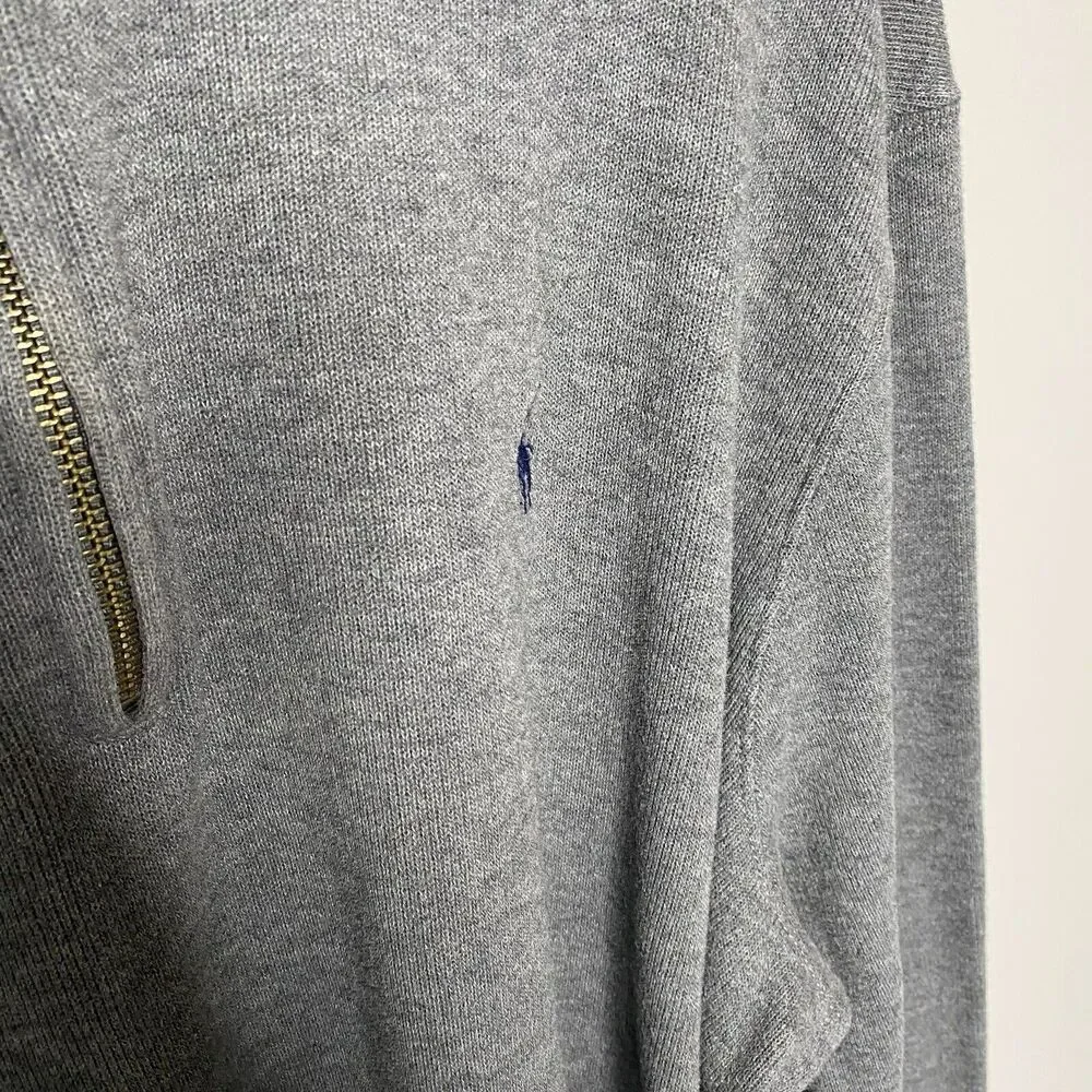 Polo Ralph Lauren Gray Quarter 1/4 Zip Pullover Sweater Long Sleeve Mens XL